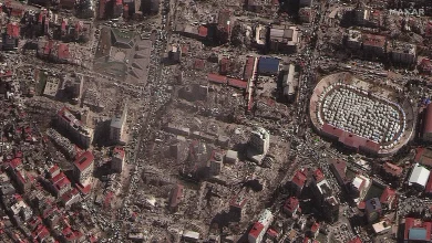 Satellite images before and after the earthquake